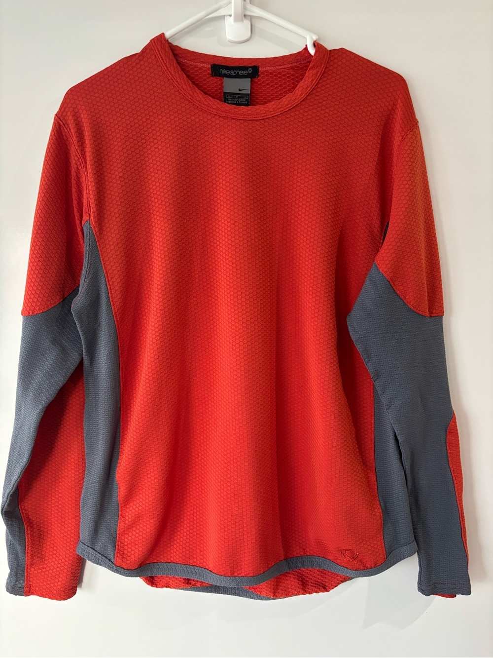 Vintage Y2K Nike Sphere Orange Gray Textured Pullover Performance
Shirt Sz Med
